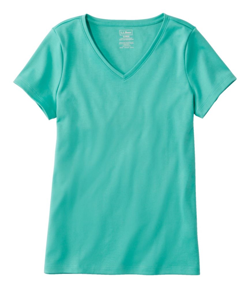 Women's Pima Cotton Shaped V-Neck, Short-Sleeve