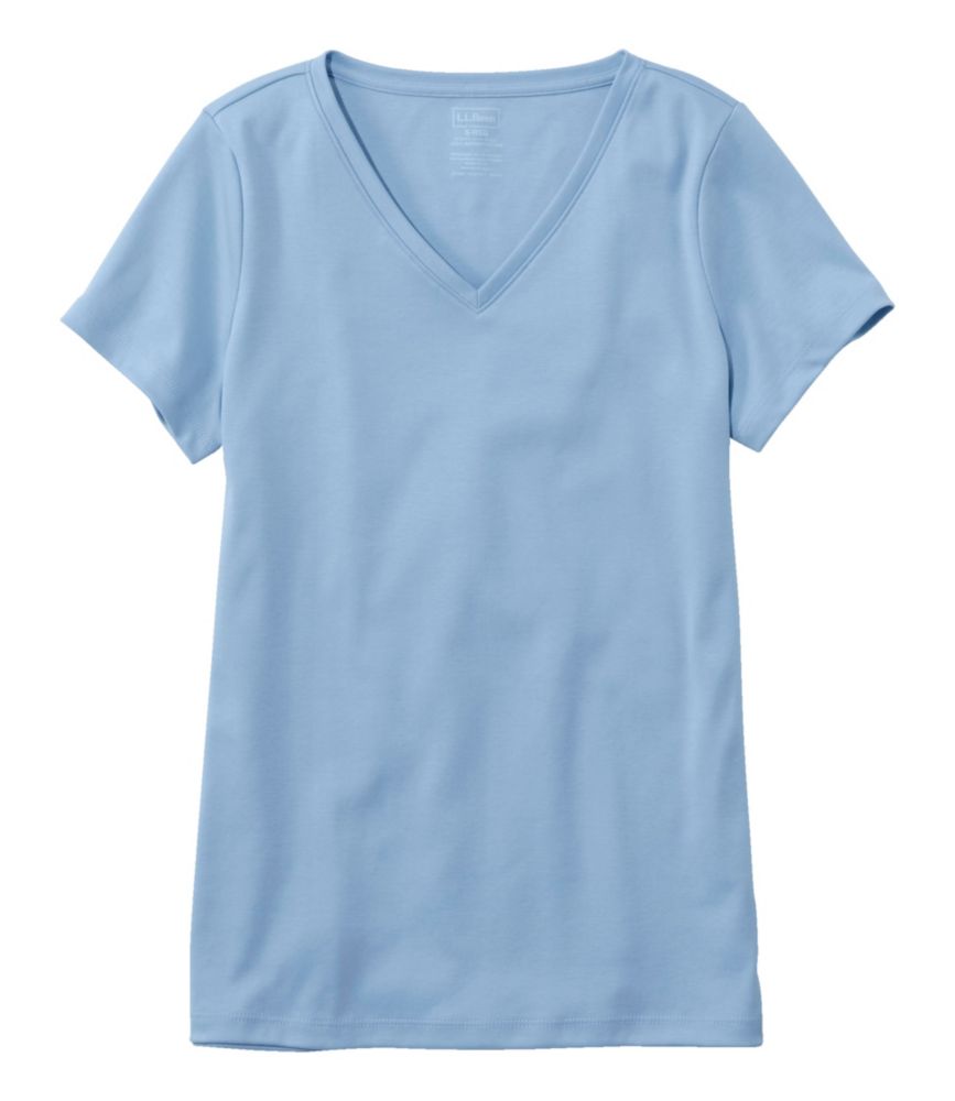 Women's Pima Cotton Shaped V-Neck, Short-Sleeve