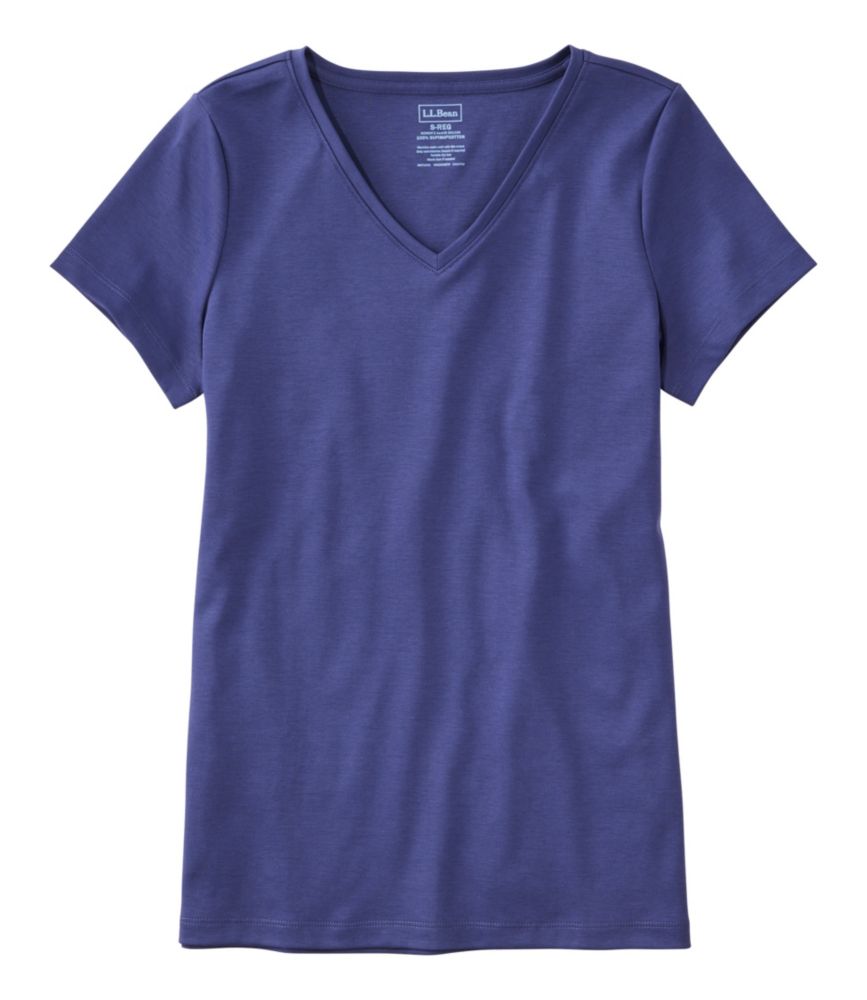 Women's Pima Cotton Shaped V-Neck, Short-Sleeve