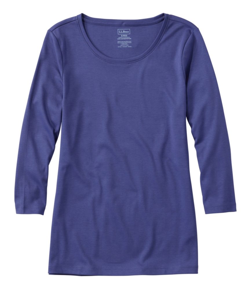 Women's Pima Cotton Shaped Tee, Three-Quarter-Sleeve Jewelneck As with any of the LLBean clothing I order it is a wonderful addition to my wardrobe