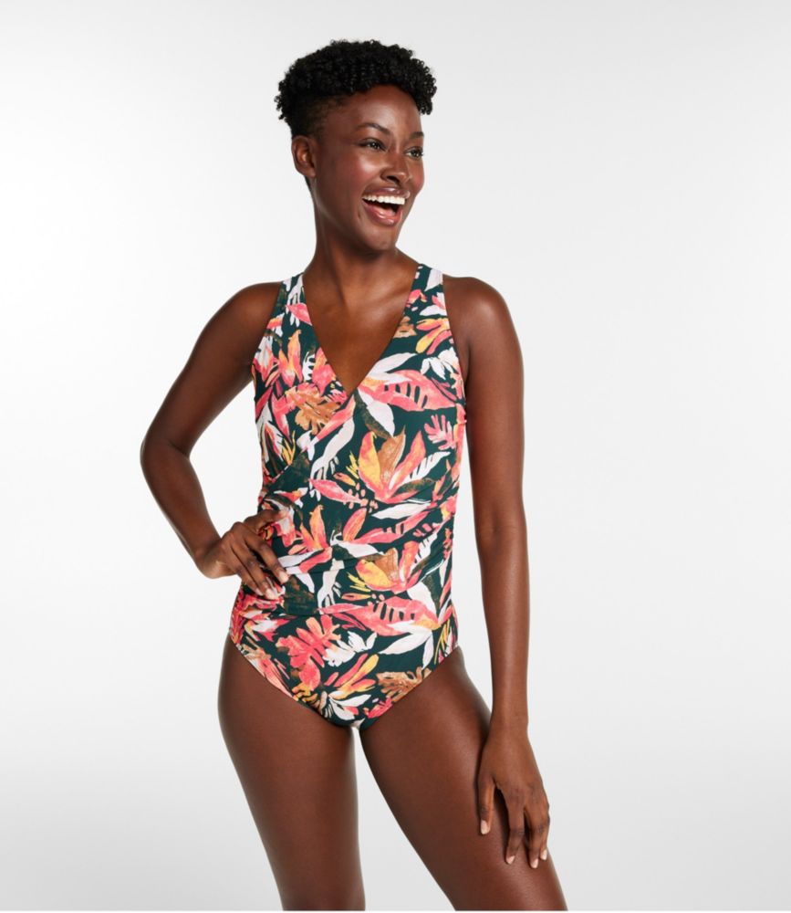 Women's Shaping Swimwear, Tanksuit Print, Darkest Navy Tropical, small image number 2