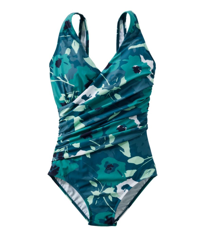 Women's Shaping Swimwear, Tanksuit Print, Deepwater Blue Floral, small image number 1