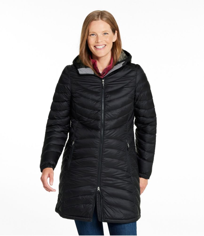 Women's Ultralight 850 Down Hooded Coat, Three-Quarter Length, Dark Plum, small image number 2