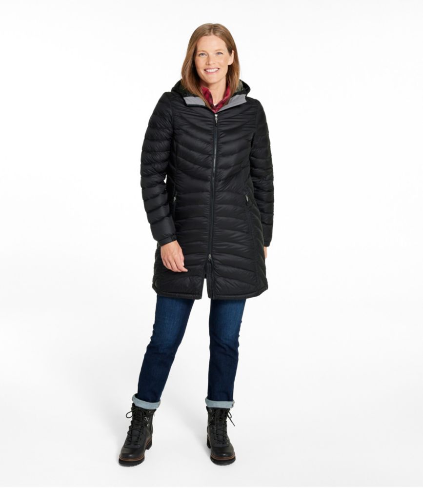 Women s Ultralight 850 Down Hooded Coat Three Quarter Length Insulated Jackets at L.L.Bean