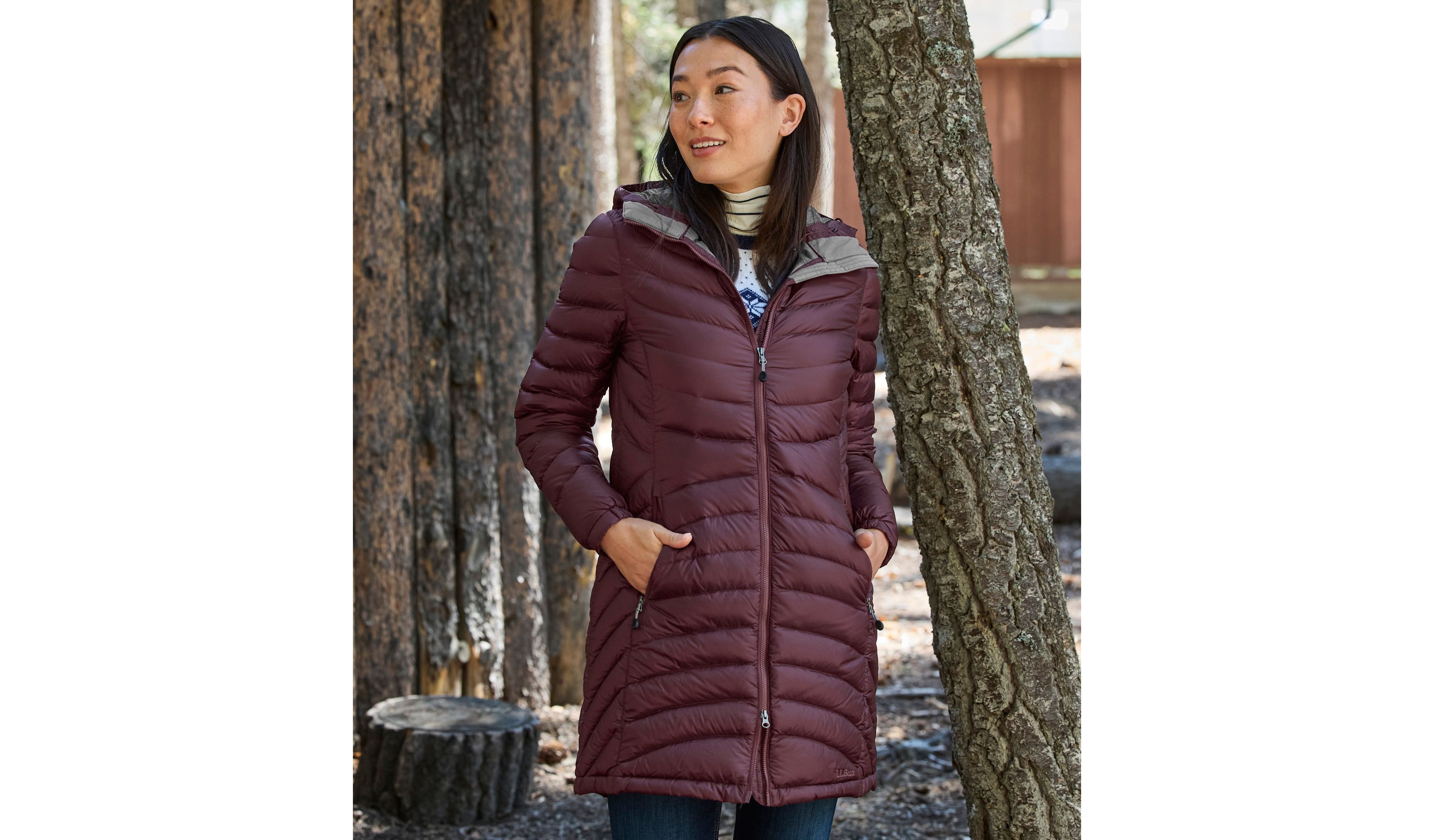Women's Ultralight 850 Down Hooded Coat, Three-Quarter Length