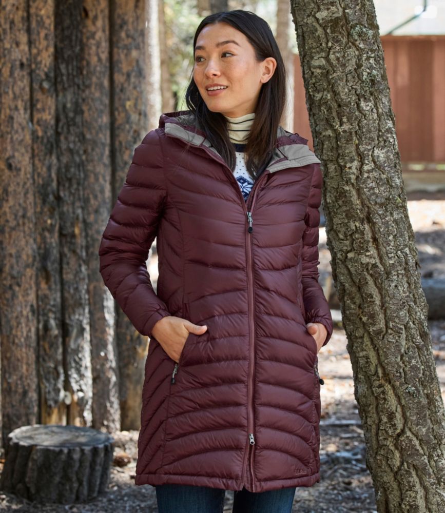 Women's Ultralight 850 Down Hooded Coat, Three-Quarter Length