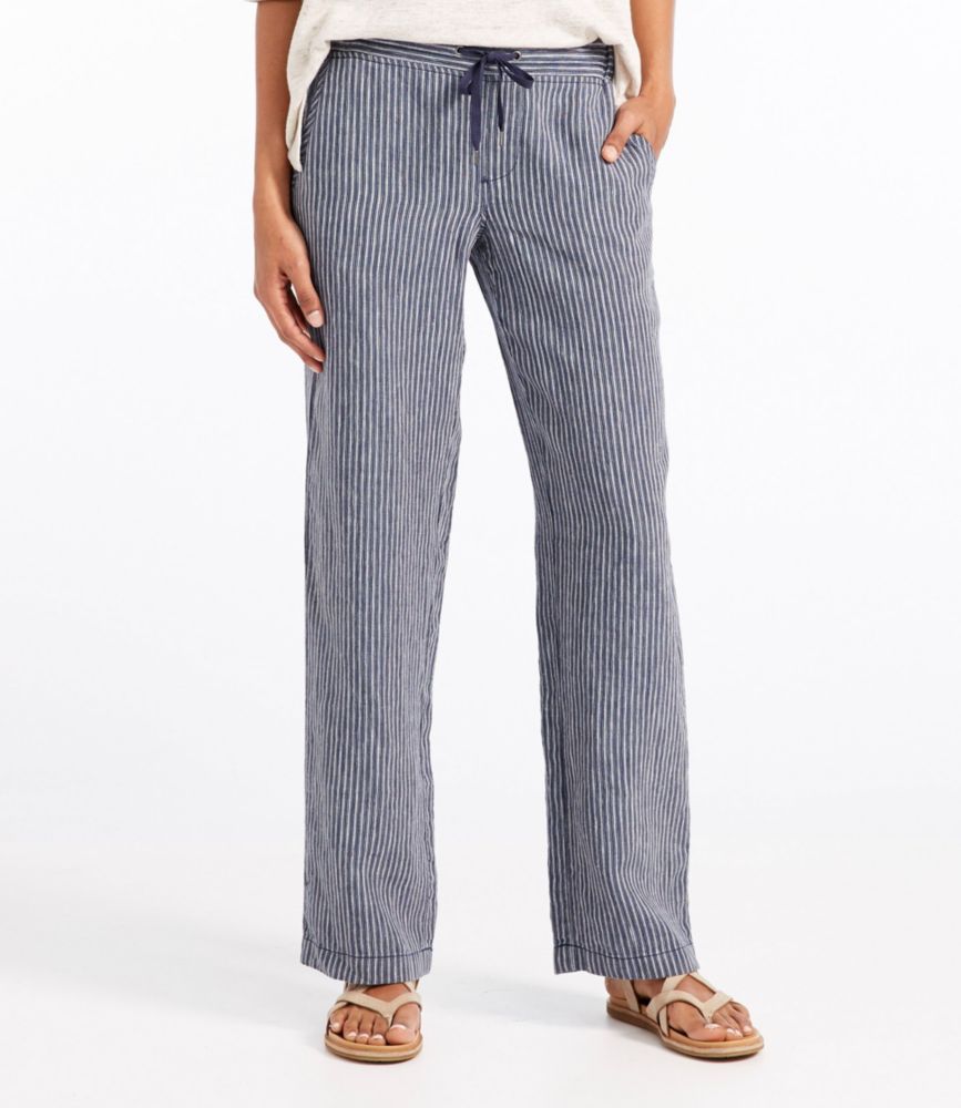 striped linen pants women