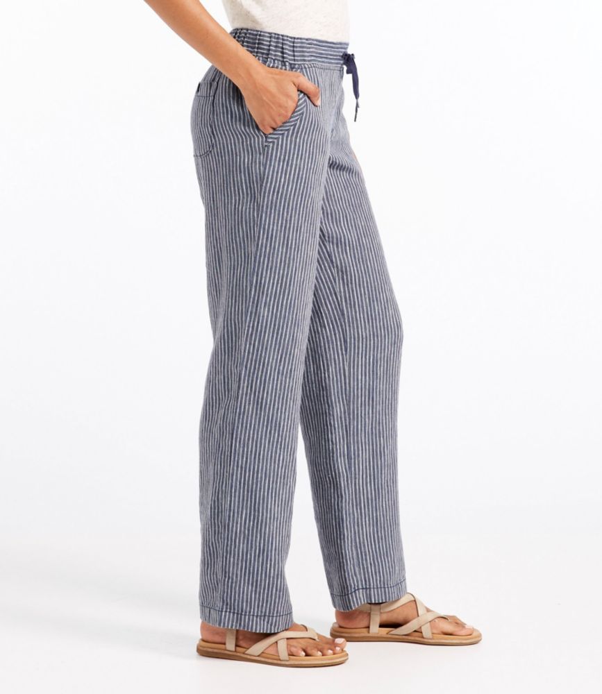 Women's Premium Washable Linen Pants, Stripe
