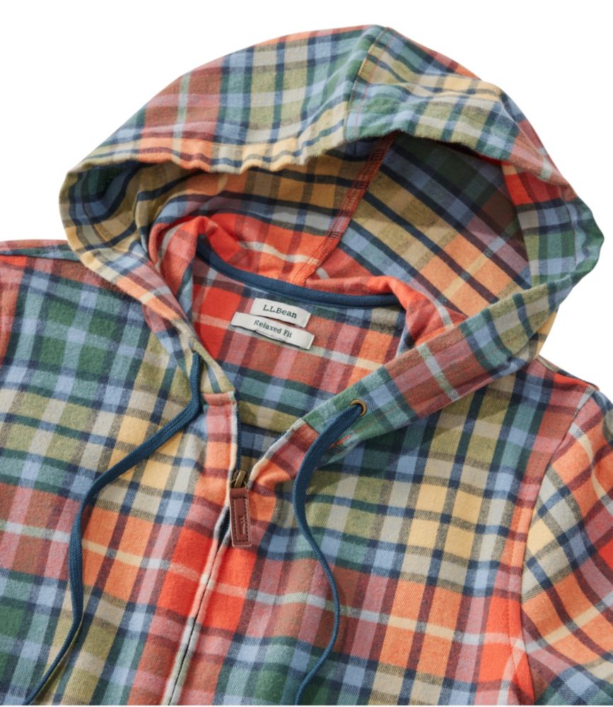 Women's Scotch Plaid Flannel Shirt, Relaxed Zip Hoodie, Washed Buchanan, small image number 4