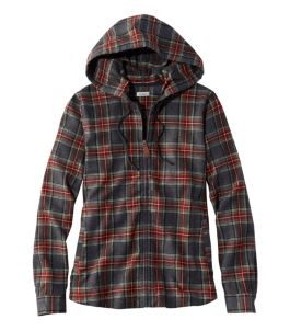 Women's Scotch Plaid Flannel Shirt, Relaxed Zip Hoodie