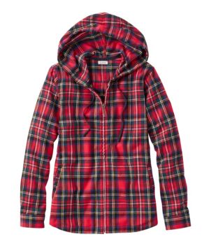 Women's Scotch Plaid Flannel Shirt, Relaxed Zip Hoodie