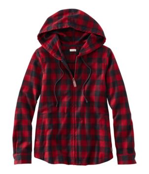 Women's Scotch Plaid Flannel Shirt, Relaxed Zip Hoodie