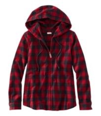 Women's Scotch Plaid Flannel Shirt, Sherpa-Lined Zip Hoodie