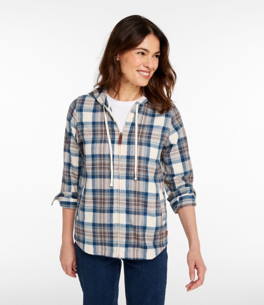 Women's Scotch Plaid Flannel Shirt, Relaxed Zip Hoodie