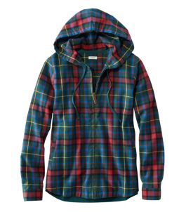 Women's Scotch Plaid Flannel Shirt, Relaxed Zip Hoodie