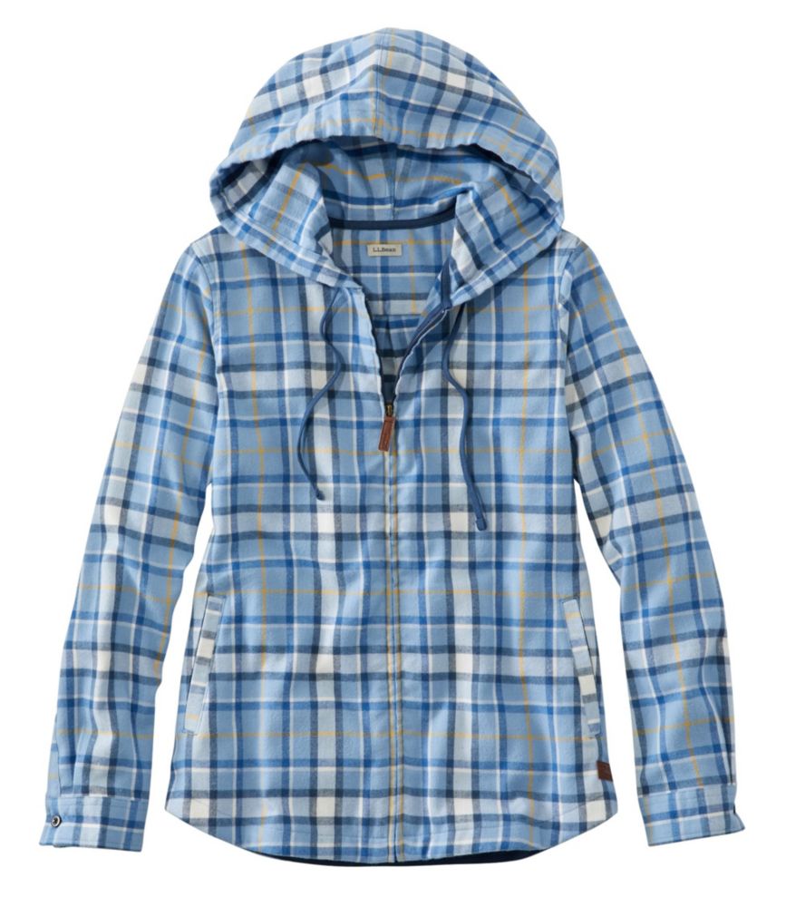 ll bean women's scotch plaid shirt zip hoodie