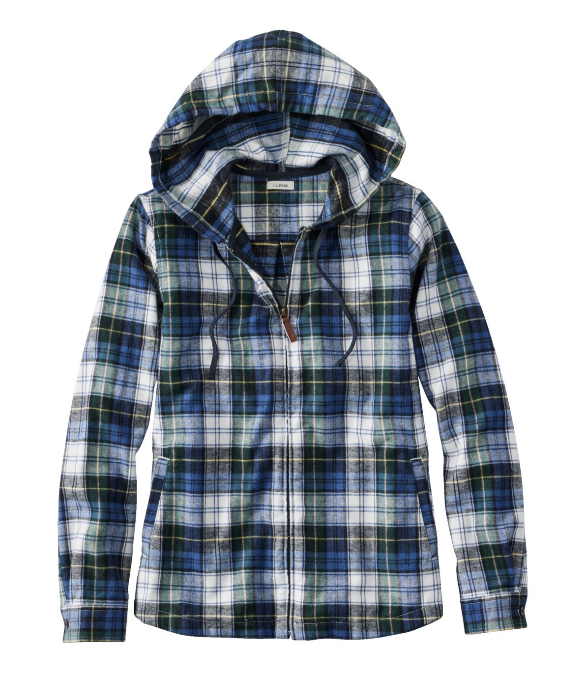 Women's Scotch Plaid Flannel Shirt, Relaxed Zip Hoodie