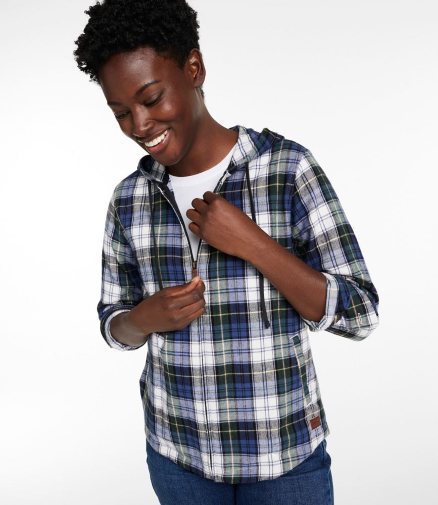 Women's Scotch Plaid Flannel Shirt, Relaxed Zip Hoodie