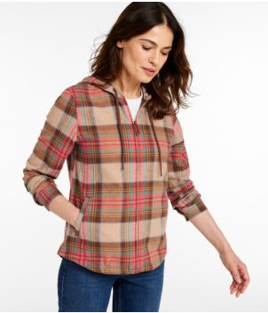 Women's Scotch Plaid Flannel Shirt, Relaxed Zip Hoodie