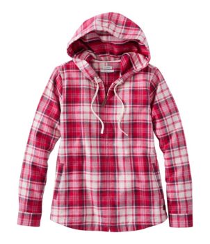 Women's Scotch Plaid Flannel Shirt, Relaxed Zip Hoodie