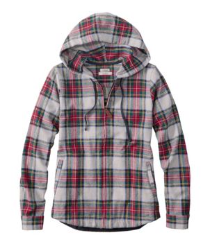 Women's Scotch Plaid Flannel Shirt, Relaxed Zip Hoodie