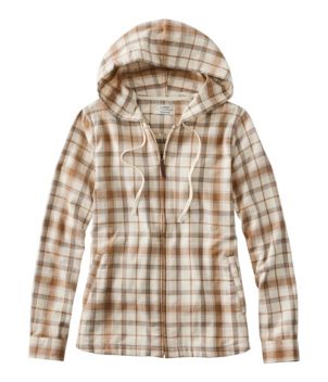 Women's Scotch Plaid Flannel Shirt, Relaxed Zip Hoodie