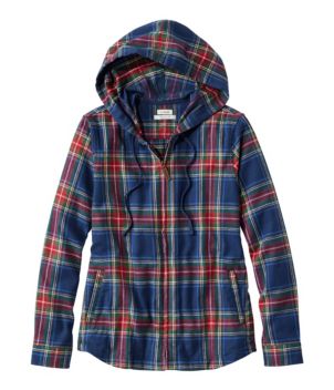 Women's Scotch Plaid Flannel Shirt, Relaxed Zip Hoodie