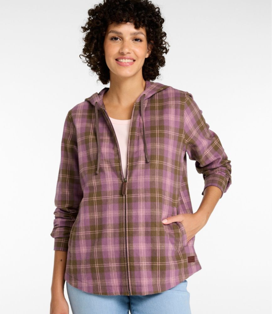 Women's Scotch Plaid Flannel Shirt, Relaxed Zip Hoodie