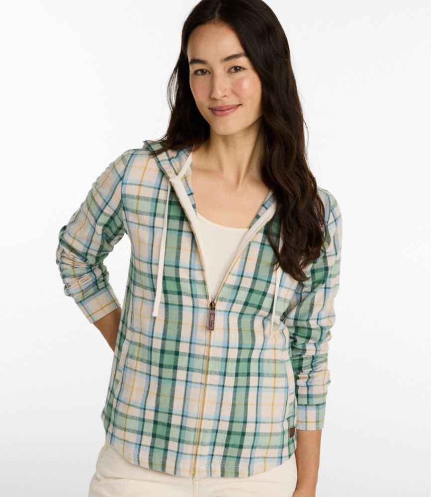 Women's Scotch Plaid Flannel Shirt, Relaxed Zip Hoodie