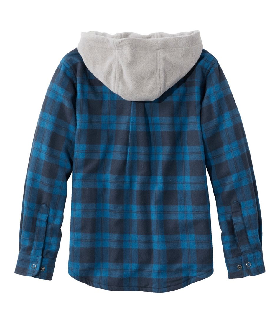 Kids' Fleece-Lined Flannel Shirt, Hooded Plaid