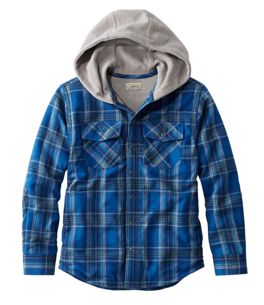 blue flannel with hood