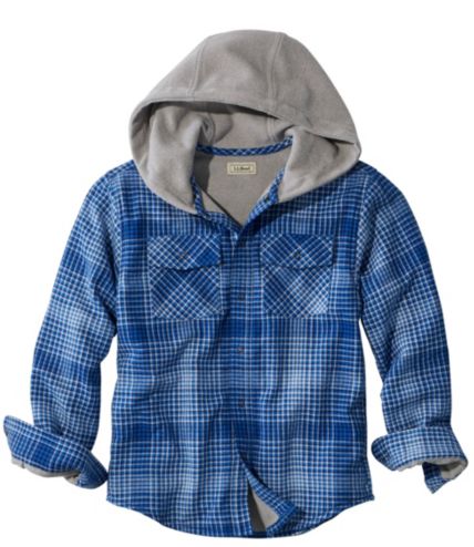 Boys' Fleece-Lined Flannel Shirt, Hooded Plaid