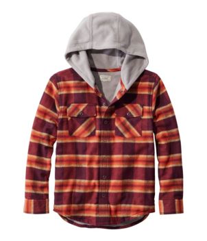 Kids' Fleece-Lined Flannel Shirt, Hooded Plaid