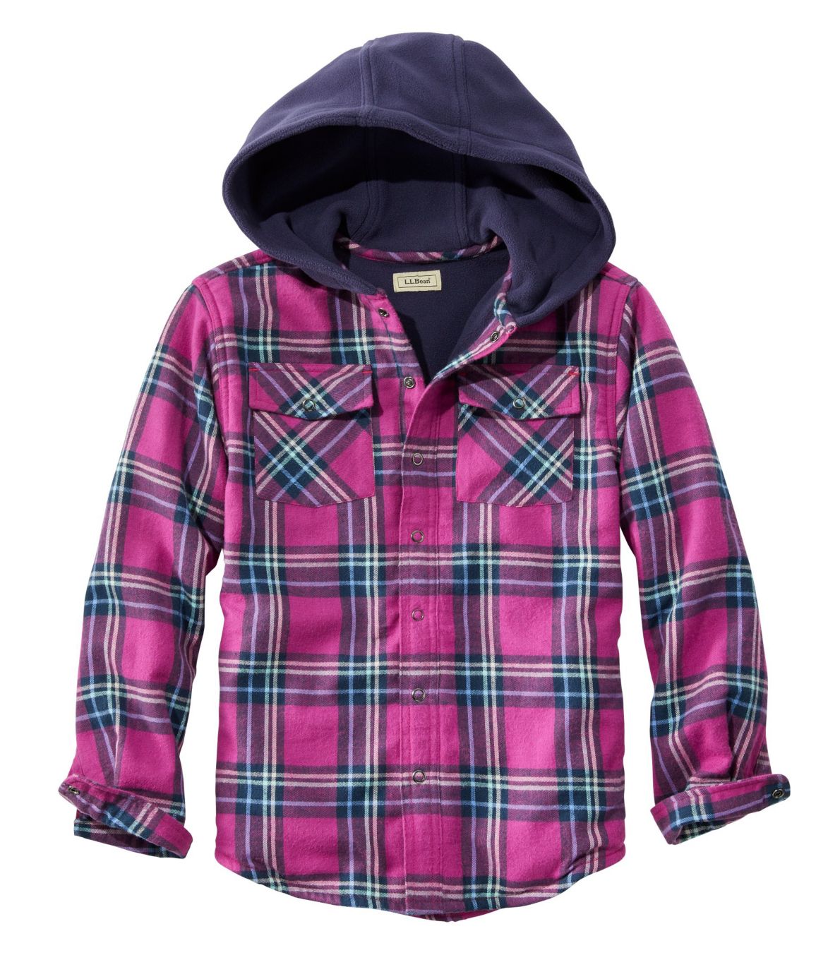 Kids' FleeceLined Flannel Shirt, Hooded Plaid at L.L. Bean