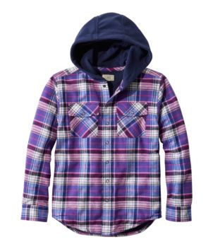 Kids' Fleece-Lined Flannel Shirt, Hooded Plaid