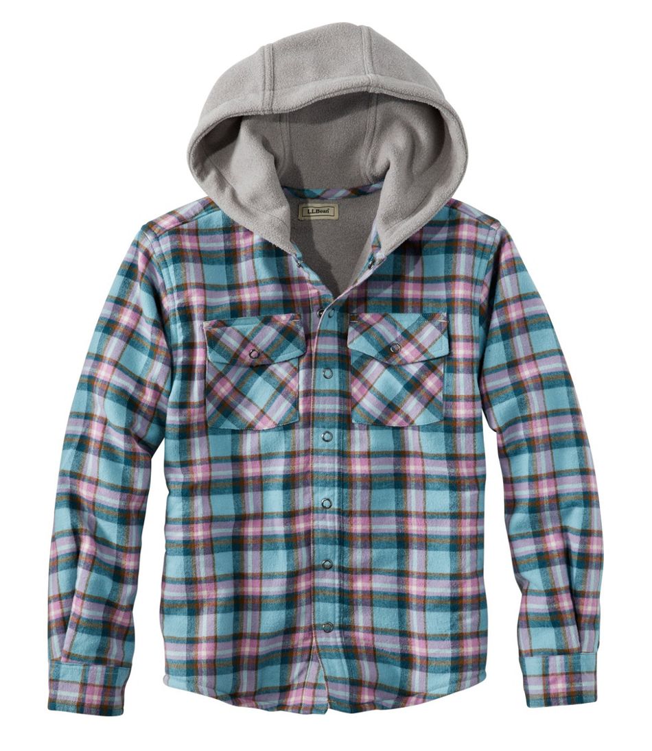 Kids' Fleece-Lined Hooded Flannel Shirt, Plaid