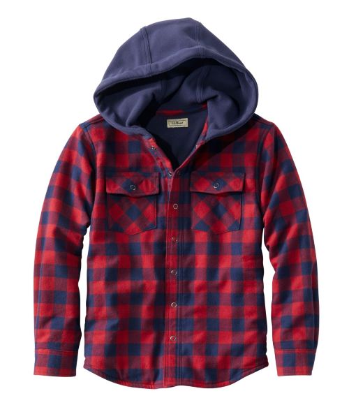 Kids' Fleece-Lined Flannel Shirt, Hooded Plaid at L.L. Bean