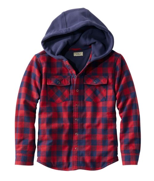 Kids' FleeceLined Flannel Shirt, Hooded Plaid at L.L. Bean