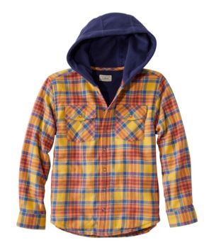 Kids' Fleece-Lined Flannel Shirt, Hooded Plaid