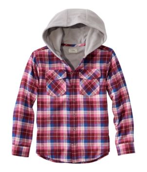 Kids' Fleece-Lined Flannel Shirt, Hooded Plaid