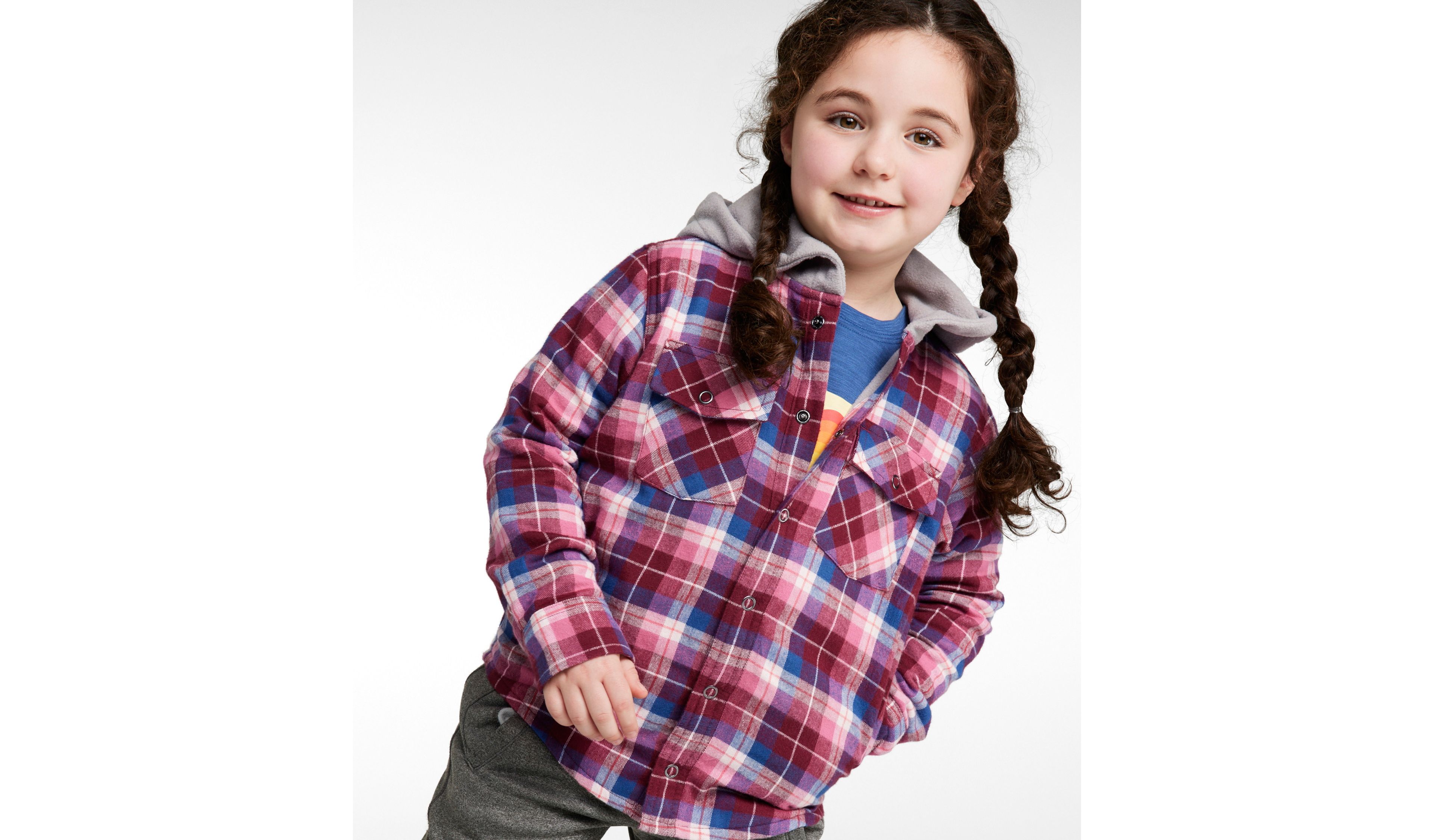 Kids' Fleece-Lined Flannel Shirt, Hooded Plaid