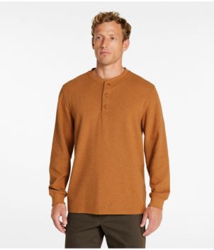 Men's Unshrinkable Mini-Waffle Henley, Long-Sleeve Traditional Fit