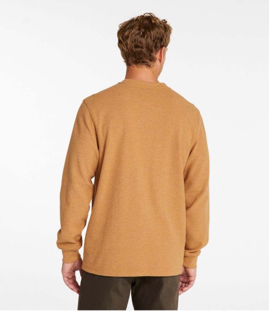 Men's Unshrinkable Mini-Waffle Henley, Long-Sleeve Traditional Fit, Chalk Blue Heather, small image number 3