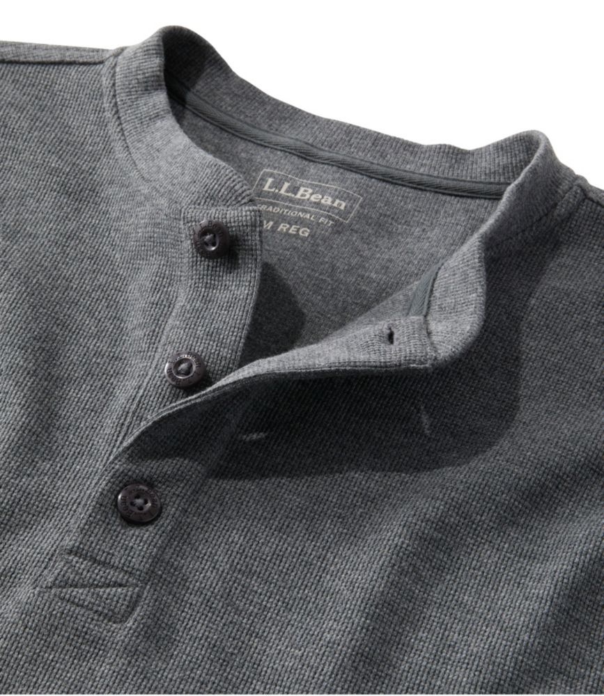 Men's Unshrinkable Mini-Waffle Henley, Long-Sleeve Traditional Fit, Classic Navy Heather, small image number 6