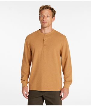 Men's Unshrinkable Mini-Waffle Henley, Long-Sleeve Traditional Fit