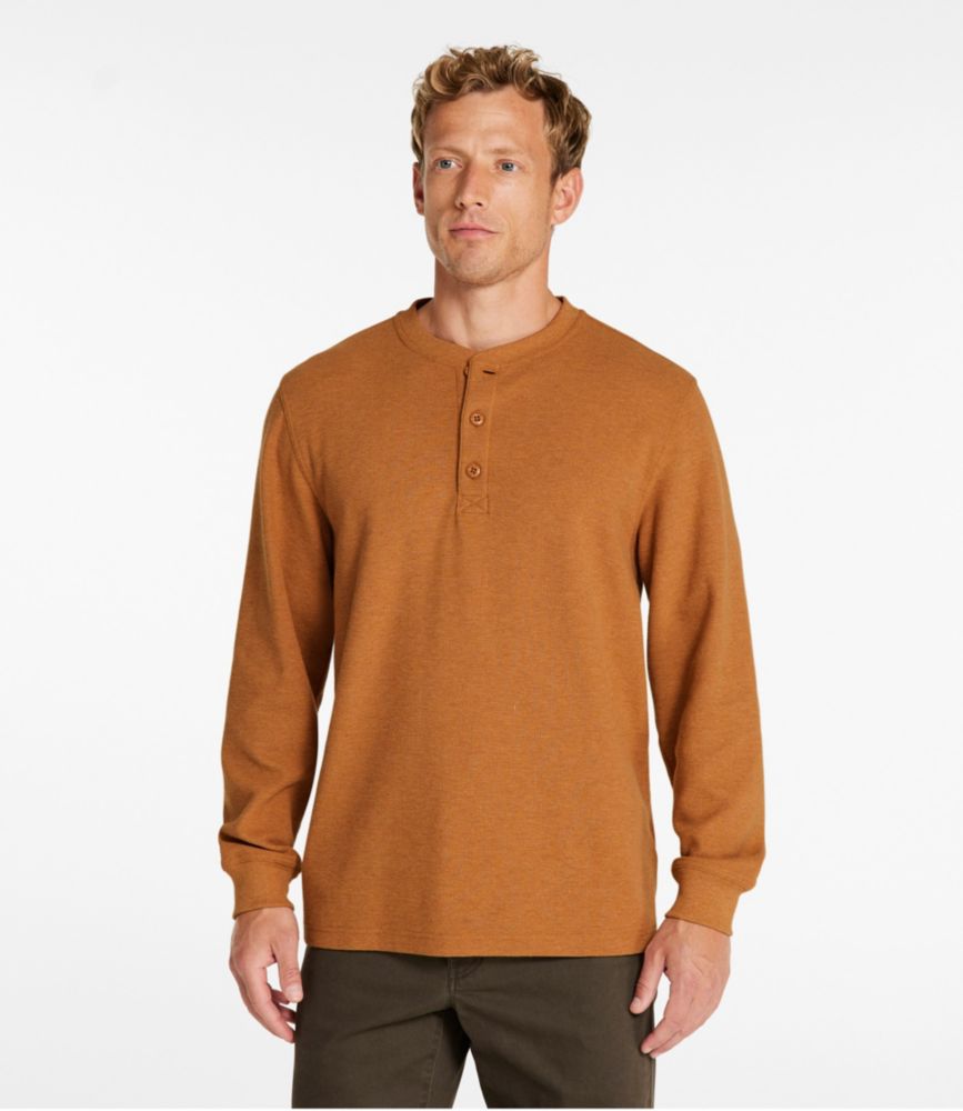 Men's Unshrinkable Mini-Waffle Henley, Long-Sleeve Traditional Fit