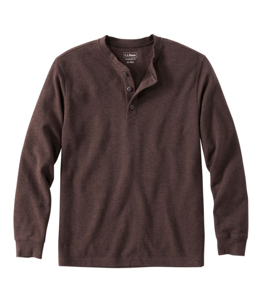 Men's Unshrinkable Mini-Waffle Henley, Long-Sleeve Traditional Fit