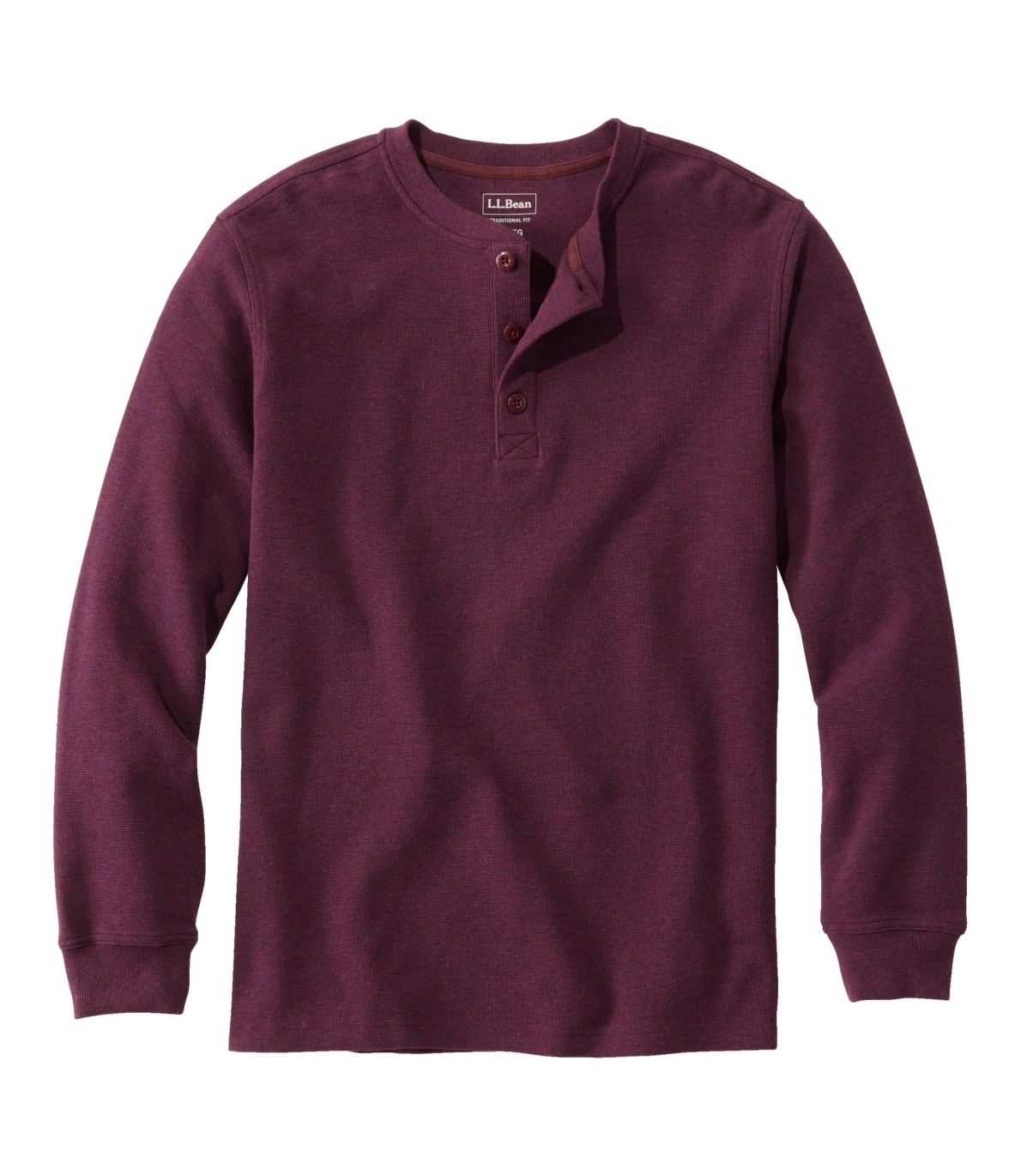 Men's Unshrinkable Mini-Waffle Henley, Long-Sleeve Traditional Fit