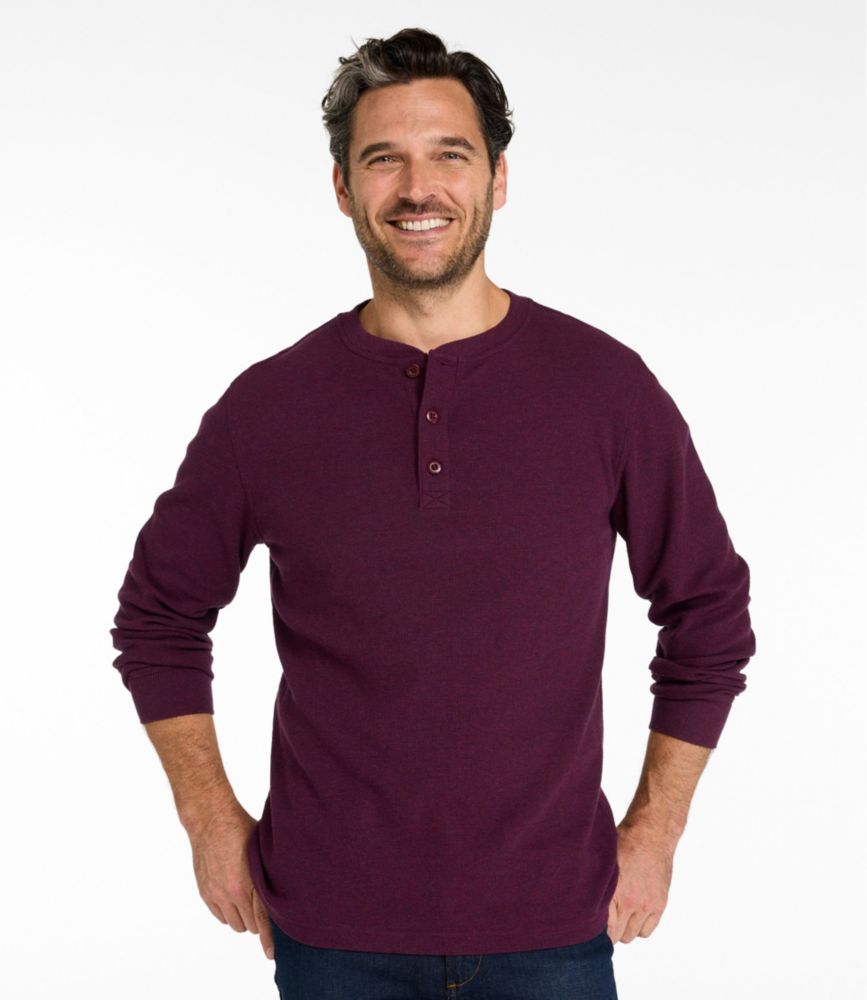 Men's Unshrinkable Mini-Waffle Henley, Long-Sleeve Traditional Fit