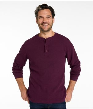 Men's Unshrinkable Mini-Waffle Henley, Long-Sleeve Traditional Fit